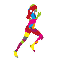 Fototapeta na wymiar Abstract colorful running woman
