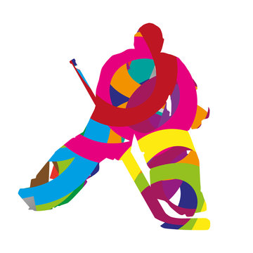Abstract colorful ice hockey goalie