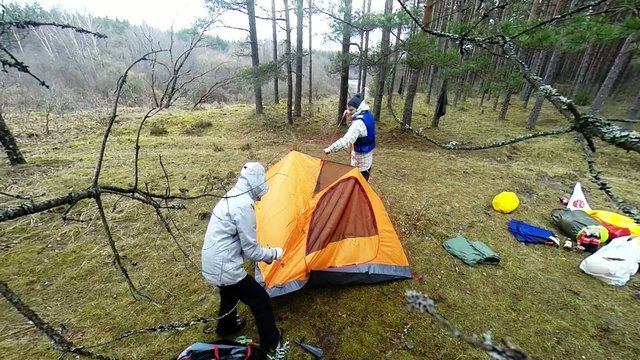 timelapse video of building a camping tent