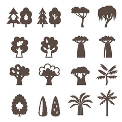Obraz premium Trees icon set. Silhouette.