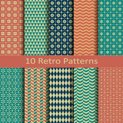 set of ten retro patterns - 81343727