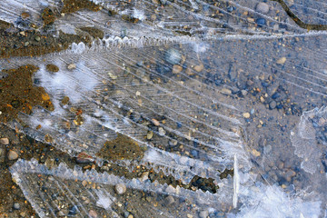 texture of ice on the river