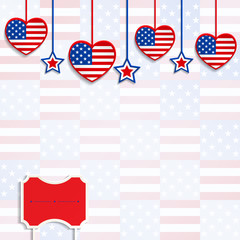 Obraz premium American background with hanging hearts and stars