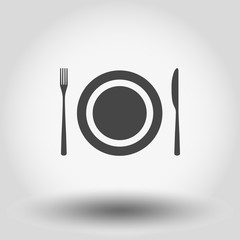 Plate, fork and knife.