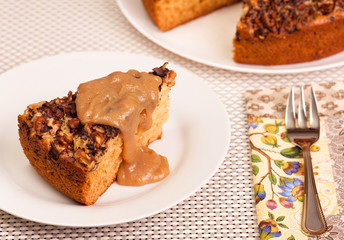 The cake with sweet sauce