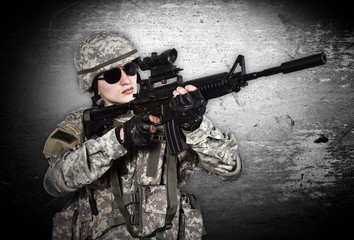 US soldier with rifle