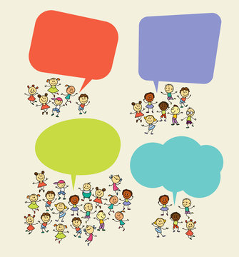 cartoon children with speech bubbles