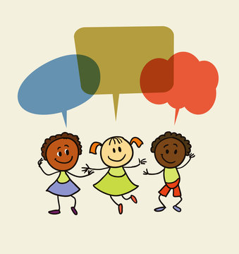 cartoon children with speech bubbles