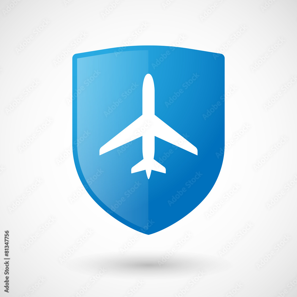 Wall mural Shield icon with a plane