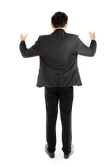 Businessman standing with back isolate