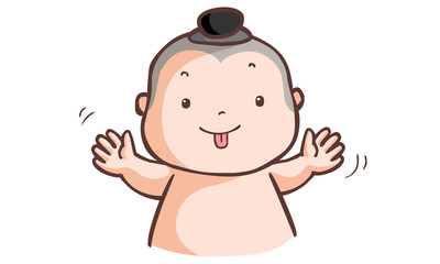 Little Thai boy make a wry face vector