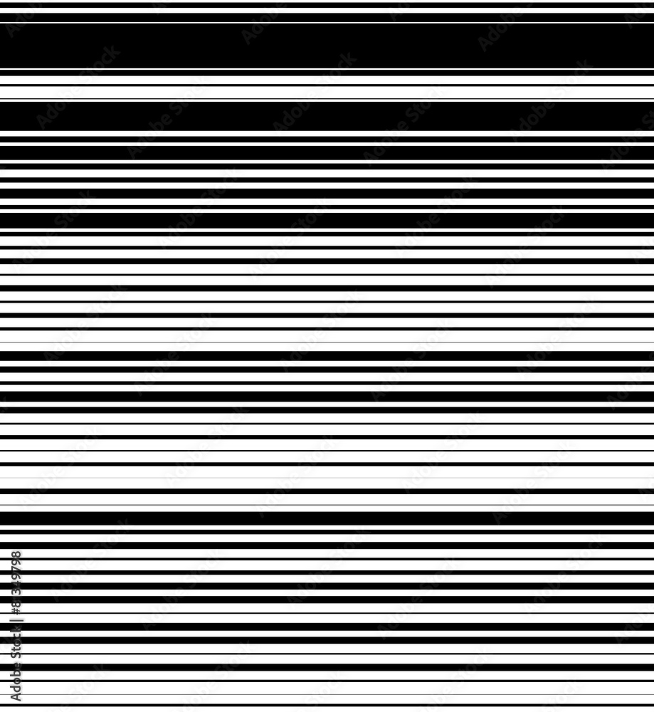 Poster Straight, horizontal lines pattern with random thickness. Black