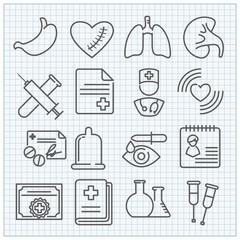 Vector medicine theme icons set