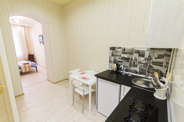Small kitchen in a studio apartment