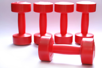 Red Dumbbell Isolated on White Backgrounds