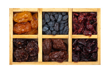 Dried Exotic Mix Berry and Fruits. Isolated. Selective focus.