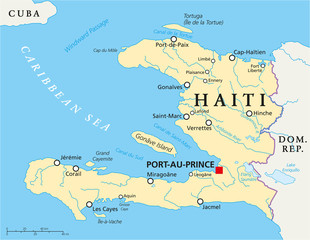 Haiti Political Map - obrazy, fototapety, plakaty