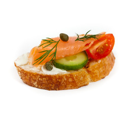 Finger food canape with smoked salmon