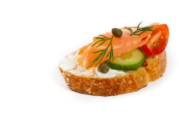 Finger food canape with smoked salmon