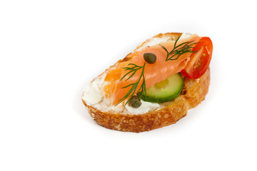 Finger food canape with smoked salmon