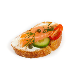 Canape with smoked salmon. Selective focus