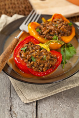 Stuffed peppers with meat. Selective focus.