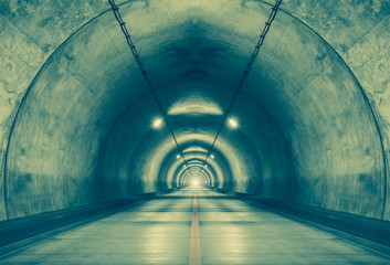 Interior of an urban tunnel at mountain without traffic..