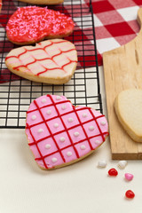 Valentine's day heart shaped cookies. Selective focus.