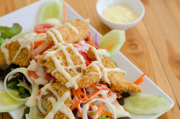 Chicken salad with mayonnaise and vegetable