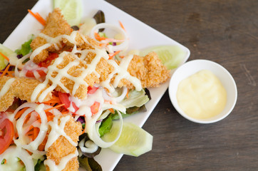 Chicken salad with mayonnaise and vegetable