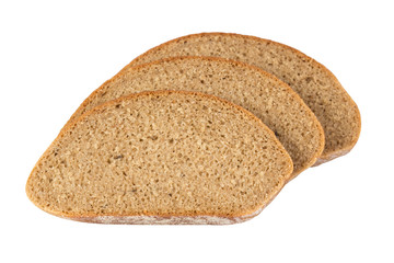 Slices of rye bread isolated on white background
