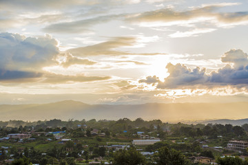 Small village sunset view in Tuanggyi
