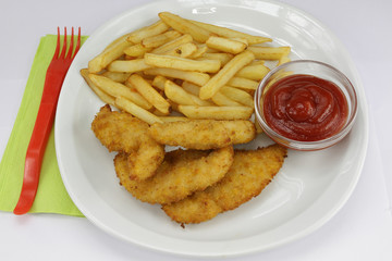 beignets de poulet panées et frites