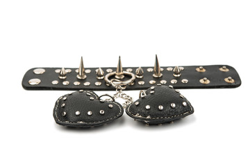 Rock style braided leather and metal bracelet