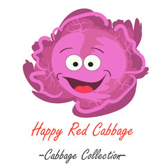 Cartoon red cabbage funny character, isolated on white