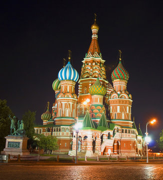 Moscow, St. Basil's cathedral at night
