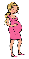 funny vector cartoon Pregnant woman