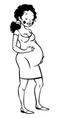 funny vector cartoon Pregnant woman