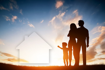Family dream about a new house, home. Child, parents.