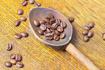 Coffee beans and spoon..