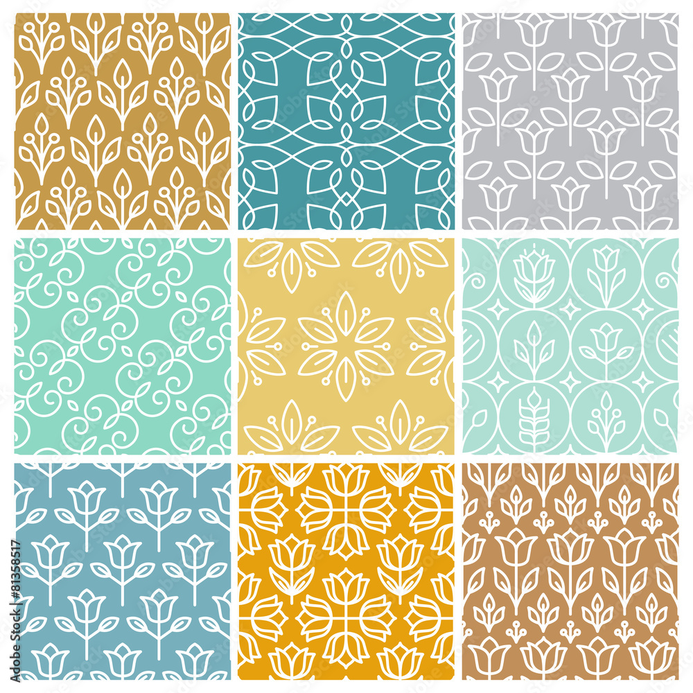 Poster Vector set of linear simple patterns