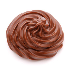 Chocolate cream swirl isolated on white background cutout