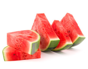 Sliced ripe watermelon isolated on white background cutout