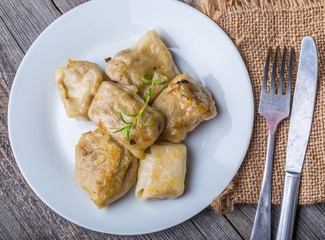 Pierogi (dumplings with sauerkraut and mushrooms)