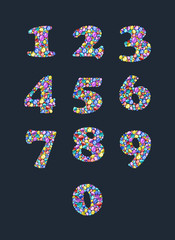 Colorful diamond numbers with gemstones.