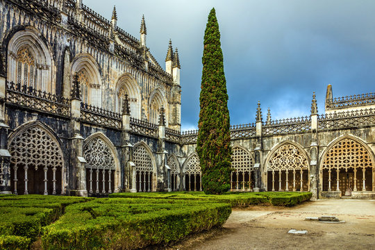 Internal yard of Batalha Dominican medieval monastery, Portugal