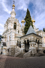 Fototapeta na wymiar Orthodox Christian church, Yalta, Crimea, Russia. Alexander Nevs