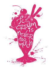 Silhouette of ice cream in sundae bowl