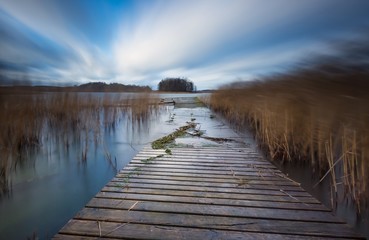 Lake with jetty. long exposure landscape...