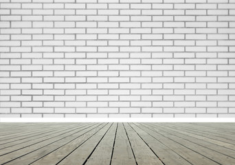 Brick wall with wooden floor